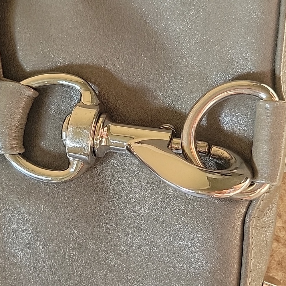 Rebecca Minkoff Metallic Silver Leather Mini MAC Crossbody Bag Studded Bottom - Picture 8 of 17